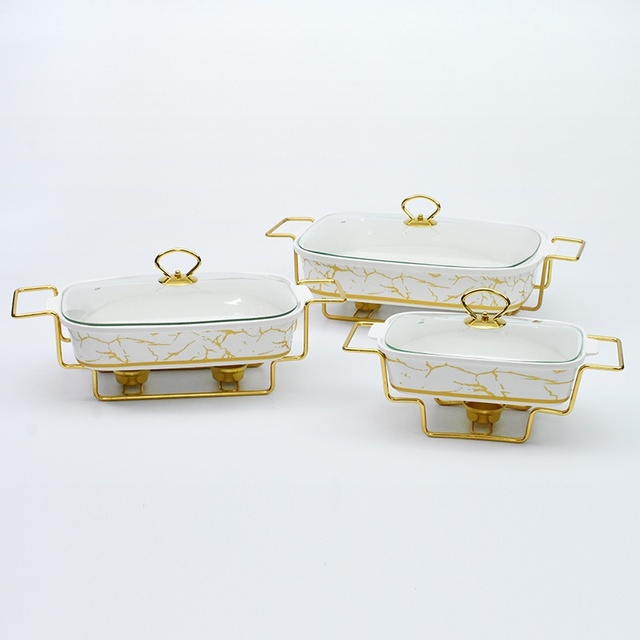 Cross-Border Source Ceramic Alcohol Stove Square Hot Pot for Restaurant Food Heating Buffet Container for Soup & Stock Pots