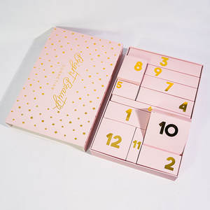 Boîte cadeau cosmétique rose vide personnalisée, <span class=keywords><strong>calendrier</strong></span> <span class=keywords><strong>de</strong></span> <span class=keywords><strong>l</strong></span>'avent <span class=keywords><strong>de</strong></span> Noë<span class=keywords><strong>l</strong></span>, compte à rebours <span class=keywords><strong>de</strong></span> 12 jours, emballage cadeau <span class=keywords><strong>de</strong></span> Noë<span class=keywords><strong>l</strong></span> - Product Image 1