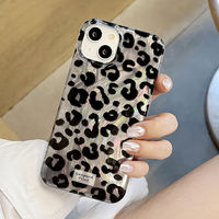 Coque de téléphone en TPU imprimé léopard noir Spice Girls pour iPhone 16 Pro Max 14 12/13 15 Grand trou avec poignée de téléphone incluse