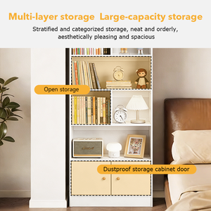 Étagère murale pour livres, bibliothèque à 4 ou 5 niveaux avec petites étagères ouvertes et un petit placard, une bibliothèque pour la bibliothèque - Product Image 5