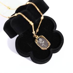 Cadena de oro de 18K con espejo mágico para mujer, collar con cuentas de rosa, cadena de titanio y acero chapado en oro - Product Image 6