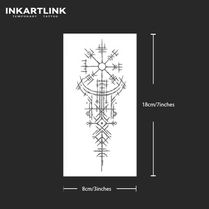 Autocollant <span class=keywords><strong>de</strong></span> tatouage INKARTLINK pour le corps, autocollant <span class=keywords><strong>de</strong></span> tatouage en papier, boussole <span class=keywords><strong>viking</strong></span> Vegvisir, imperméable, écologique, longue durée, en vrac - Product Image 4