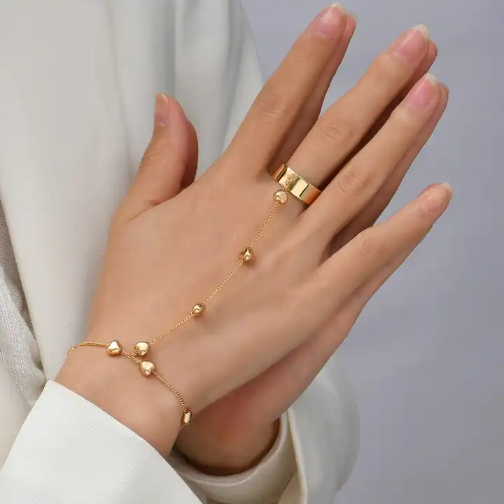 Buy Balls Slave Bracelet, Hand Chain,Gold Finger Bracelet, Gold Slave  Bracelet, Chain Ring Online at desertcartINDIA