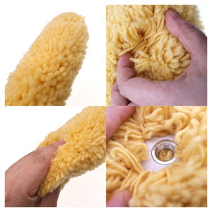 Tappetino lucidante in lana biadesivo giallo da 8 pollici 200mm 5/8-11 filo tampone per lucidatura in morbida lana per finitura superficiale Funiture della carrozzeria - Product Image 3