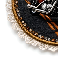 Patch brodé 3D rond en relief pour la décoration de vestes en jean, sacs à dos et vêtements de moto
