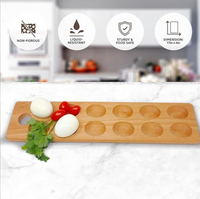 Plateau à œufs réversible en bois de hêtre, support à œufs farcis, plateau à œufs en bois à 12 trous, planche à charcuterie, plateau de service, planche à découper