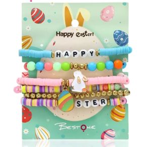 Custom Trendy <b>Cute</b> Multi-layer Unisex Beaded <b>Bracelet</b> with Easter Eggs Charm-2025 Easter Gift - Product Image 1