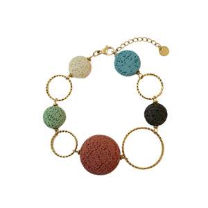 Fashion <b>Beaded</b> <b>Bracelet</b> 316L Stainless Steel PVD <b>Gold</b> Plating Sustainable Resistant Multi Color Round Beads - Product Image 1