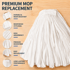 Recharge de tête de balai serpillère en tissu non tissé blanc premium, super absorbant, en tissu synthétique, pour nettoyage de sols industriels - Product Image 2