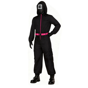 Body negro para niños con cremallera rosa y cinturón para cosplay, juego de rol de Halloween, disfraz para niños - Product Image 2
