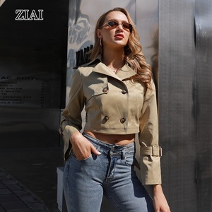 Nuovo <span class=keywords><strong>Trench</strong></span> Short di alta moda da <span class=keywords><strong>donna</strong></span> impermeabile in cotone doppio petto <span class=keywords><strong>Trench</strong></span> capospalla di alta qualità - Product Image 4
