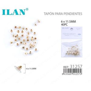 ILAN Chiusure per orecchini 6x11,5 mm placcate oro per orecchini a perno, 40 pezzi - Product Image 1
