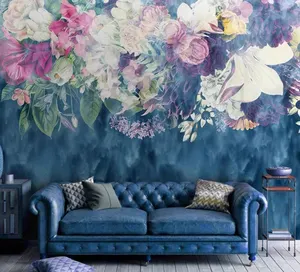 Décoration murale personnalisée 3D murale plante fleur florale tissu non tissé pour plafond liège tissu d'herbe naturel papier peint peinture