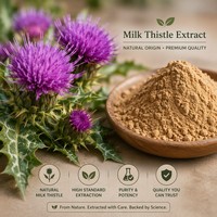 Extrait de Chardon-Marie Naturel en Poudre 80% Silimarine Qualité Alimentaire Soluble dans l'Eau Emballage en Verre et Bouteille