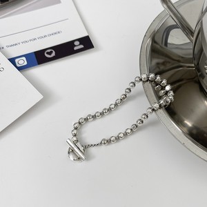 S925 Sterling <b>Silver</b> <b>Bead</b> OT Buckle Bracelet For Women Korean Style Light Luxury Jewelry Everyday Wear - Product Image 5