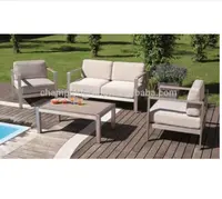 Set Sofa Aluminium Furnitur Luar Ruangan Hotel/Resor Mode Eropa/Furnitur Lounge