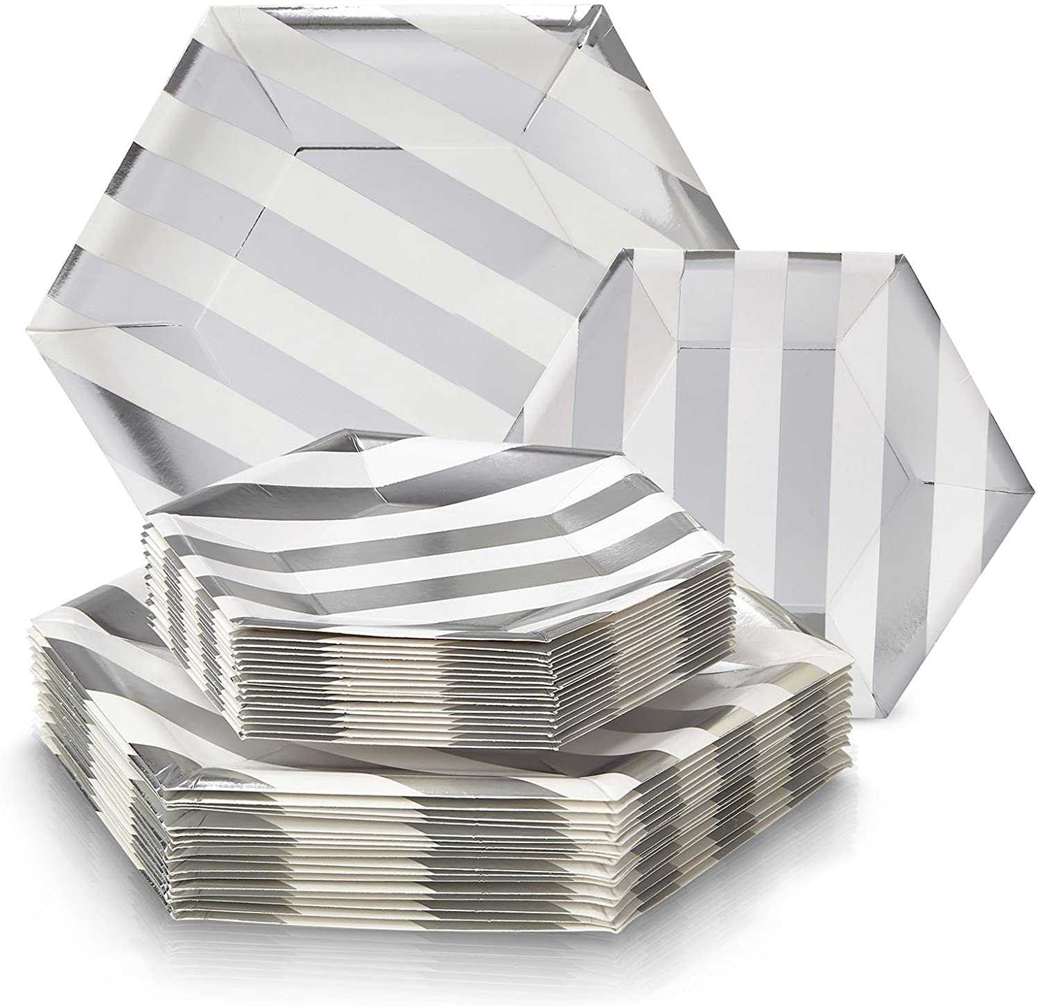 Shunli-placas de papel desechables con logotipo personalizado, 8 pulgadas, placa de papel plateado, materia crudo