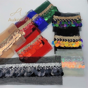 Kain Payet Dekoratif Rok Latin DIY, Payet Emas Perak Berkilau, Manik-manik, Bordir Mesh, Tekstil Jahit, Renda - Product Image 2