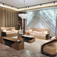 Ensemble de canapés en cuir de luxe italien postmoderne couche supérieure haut de gamme en cuir de vachette grand plat Villa meubles canapé léger salon