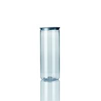 Bocal/Bouteille en Plastique PET Transparent de 250 ml, 330 ml, 350 ml, 500 ml, 650 ml, 55 MM, 57 MM, avec Couvercle Facile à Ouvrir en Aluminium pour Jus et Boissons Gazeuses
