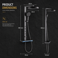 Conjunto de mezclador de ducha digital inteligente de latón, sistema de ducha termostático de pared con efecto lluvia, grifo en cascada y función de masaje tipo piano