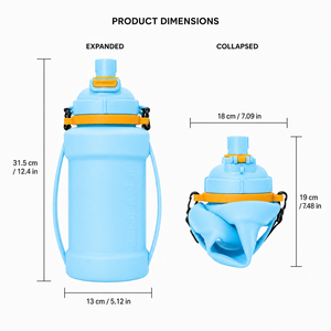 Custom <b>2L</b> Collapsible <b>Water</b> <b>Bottle</b> Food Grade Silicone Leakproof <b>Straw</b> Chug Wide Mouth Shoulder Strap OEM ODM Supplier Factory - Product Image 4