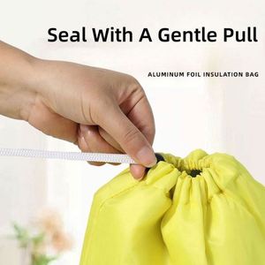 New Waterproof 210d Polyester Aluminum Foil Draw <b>String</b> Food Fruits Vegetables Fresh-keeping Drawstring Insulation Storage <b>Bag</b> - Product Image 5