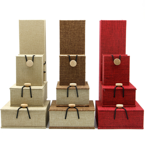Custom OEM High-grade Wooden Buckle Jewelry Boxes Linen Ring Necklac Bracelet Jewelry Packaging Gift Box with Logo