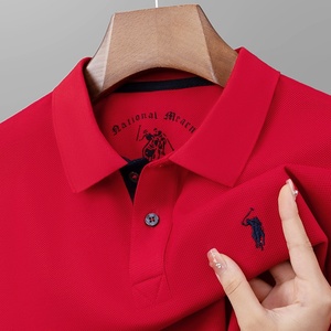 Camisa Clásica de Manga Corta para Hombre, 100% Algodón, Tejido Sólido, para Negocios, Anti-Pilling, con Diseño de Cuello Bordado - Product Image 1