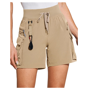 Shorts de randonnée cargo pour femmes, 6 pouces, séchage rapide, résistants à l'eau, légers, avec cordon de serrage, poches, UPF 50+, pour le golf et les activités sportives - Product Image 3