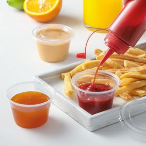 Vasos Desechables Transparentes de PET/PS de 2 oz con Tapas, Resistentes y Seguros para Alimentos, Opción de Logotipo Personalizado para Condimentos/Salsas - Product Image 1