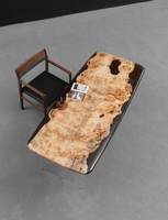 Table à manger en résine de peuplier française de style moderne européen à bords arrondis, convient aux bureaux d'écriture et aux bureaux