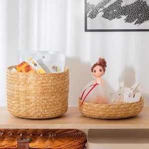 Cesto Portaoggetti Intrecciato in Paglia di Grano Naturale e Foglie di Mais, Decorazione Casa, Design Rotondo Semplice, Cesto Regalo per Fiori in Erba Marina Intrecciato <span class=keywords><strong>a</strong></span> <span class=keywords><strong>Mano</strong></span> - Product Image 6