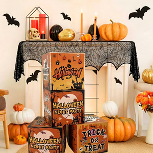 Halloween <b>Balloon</b> Box with Orange Horror Theme-Printed Paper Party Scene <b>Decoration</b> and Setup Props - Product Image 3