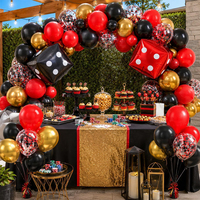 Würfel-Folienballon-Girlanden-Set Schwarz Rot Gold Konfetti-Ballons Casino Las Vegas Poker Spielnacht Geburtstagsparty Dekorations-Set