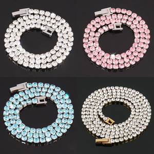 Collier tennis PFT en acier inoxydable 4 mm avec zircon, chaîne à griffes incrustée de diamants de couleur simple, accessoires pour hommes <span class=keywords><strong>et</strong></span> femmes - Product Image 3