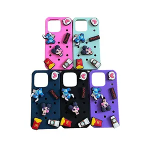 Casing ponsel Charm croc diy kualitas tinggi kustom silikon croc blue charm croc casing ponsel 11pro 12 13 15 14 pro max