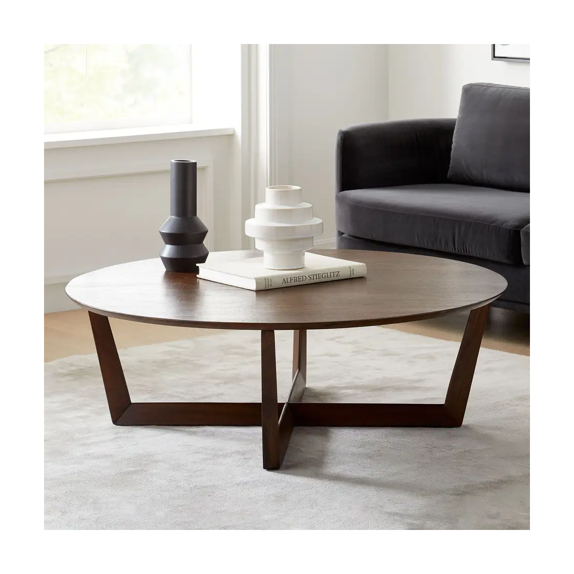 2023 Nordic Modern Luxury High End Durable Oak Wooden Frame Walnut Console Center Wooden Top Coffee Table Living Room Furniture