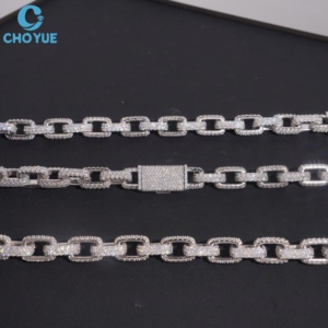 Collar de Moissanita, Plata 925, Bañado en Rodio, Corte Brillante Redondo, Engaste Pavé, Cadena de Eslabones, Unisex, Lujo, Certificado GRA - Product Image 4