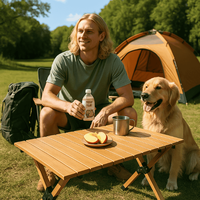 Table de repas pliable moderne en acier inoxydable, durable et portable, avec poignée, pour la cuisine et l'entrepôt