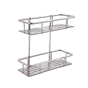 Estante de Esquina de Acero Inoxidable de 35x13cm, Estante de Almacenamiento de Baño de 2 Niveles Montado en la Pared, Diseño Rectangular Resistente a la Oxidación - Product Image 2
