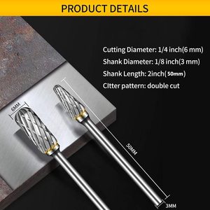 10ชิ้น1/8 "ชุดเสี้ยนคาร์ไบด์เข้ากันได้กับเครื่องมือโรตารี่ dremel เครื่องมือบดตายบิตตะไบโรตารี่สำหรับอุปกรณ์เครื่องมือเครื่องจักร - Product Image 4