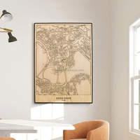 Carte de ville 3D en bois personnalisée en gros, découpée au laser, art mural en bois, carte topographique multicouche écologique, décoration intérieure, cadeau