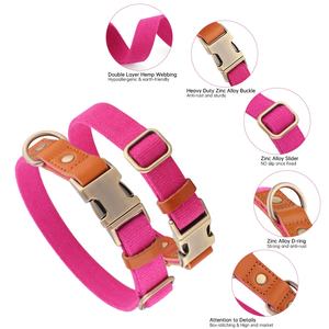 Collier de chanvre double couche de couleur hypoallergénique robuste Éléments en cuir ajoutés avec collier de chien en chanvre à boucle en métal de haute qualité - Product Image 4