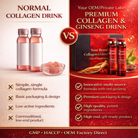 Boisson Énergisante au Collagène Liquide et Peptides, Efficace, au Ginseng Rouge, Gélatine, Antioxydant et Adaptogène Herbal