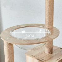 Arbre à chat moderne extra-haut en contreplaqué robuste, certifié CE, avec centres d'escalade, deux niches, nid en acrylique, grand modèle, emballé en carton