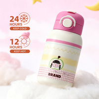 Bouteille d'eau pour enfant en acier inoxydable 304 à double paroi isolée sous vide, sans BPA, avec paille et couvercle à verrouillage facile, 600 ml, anti-fuite, écologique