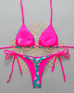 New Women's Bikini Split Swimsuit <b>Beach</b> Vacation Biquini Swim Bathing Suits Halter Lace-up Tops <b>Thongs</b> Y2k Heart Print Swimsuit - Product Image 5
