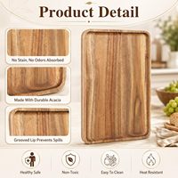 Plateau de service rectangulaire en bois d'acacia, planche à charcuterie, plateau à fromage pour cuisine, fête, bar, nourriture, fruits, en-cas
