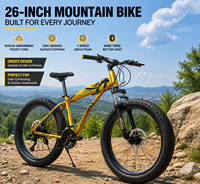 Vélos de montagne 26 pouces en gros, unisexes, avec amortisseurs, freins à disque, transmission 7 vitesses, pneus larges, adaptés au trajet quotidien